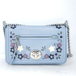 Coach Blue Lex Flap Crossbody Bag Purse Leather